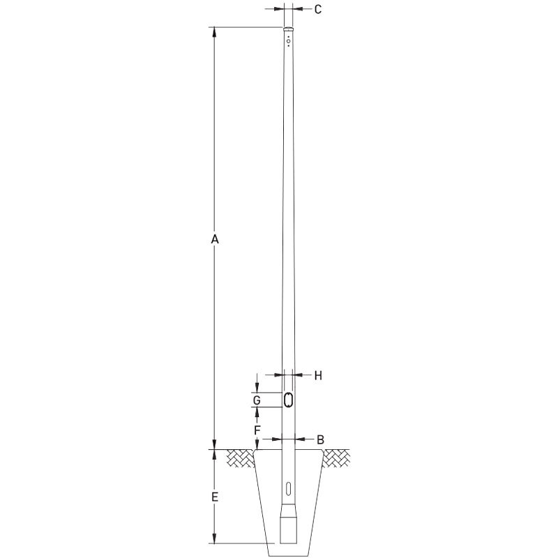 Poteau lumineux conique en aluminium de 10 à 40 pieds avec couvercle supérieur, montage planté