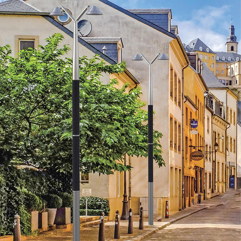 BOSA Flexible HJT Double tête de lampe Pôle d'éclairage solaire en aluminium