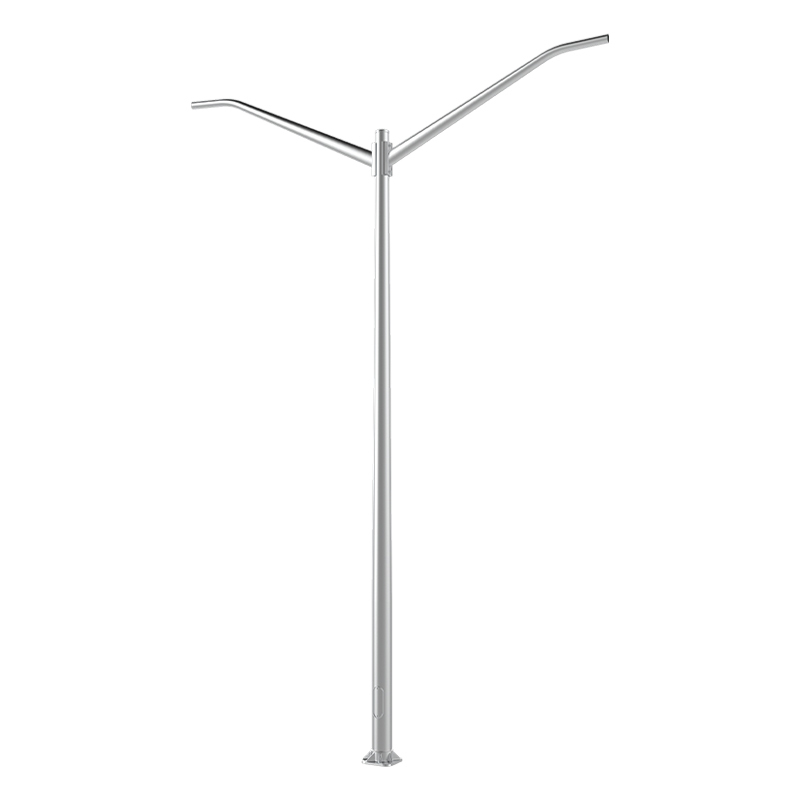 Bras duo de poteaux lumineux coniques en aluminium de 20 à 40 pieds, montage sur bride de base